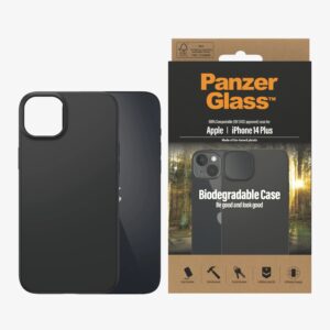 PanzerGlass Apple iPhone 14 Plus Biodegradable Case - Black (0419), Military Grade Standard, Wireless charging compatible, Scratch Resistant, 2YR