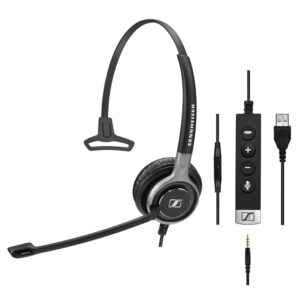 EPOS | Sennheiser SC635 USB, Wired monaural UC headset with 3.5 mm jack and USB connectivity. In-line call control on USB cable and in-line mini call