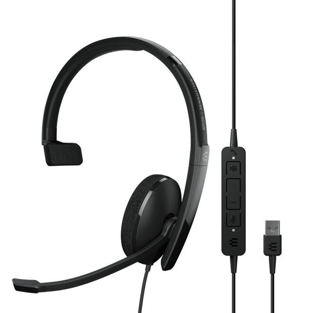 EPOS ADAPT 130T USB II, On-ear, single-sided USB-A headset with in-line call control and foam earpad. Optimised for UC