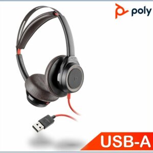 Plantronics/Poly Blackwire 7225 headset, USB-A, Black, corded, active noise cancelling, SoundGuard, 4 Mics boomless design