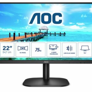 AOC 21.5" 22B2HN 1920x1080,  VA, 75Hz, HDMI 1.4, VGA, Tilt, Low Blue, Flicker Free, Ultra Slim, VESA 100mm, Tilt.   Home Office Monitor (LS