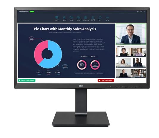 LG 23.8” IPS FHD Monitor with Built-in Webcam, Mic,  USB Type-C™ -This item comes with a 36-month manufacturer's warranty 24BP750C-B