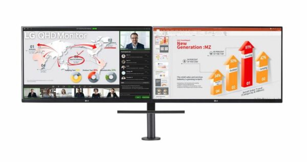LG 27" QHD Monitor Ergo Dual with Daisy Chain   Limited Warranty 1 Year Parts and Labor -USB Type-C