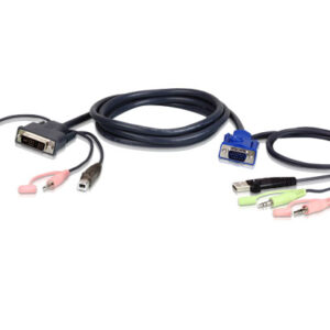 Aten KVM Cable 1.8m with VGA, USB  Audio to DVI-I (Single Link), USB  Audio