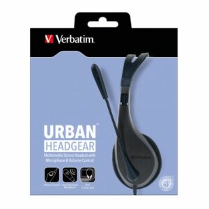 Verbatim Multimedia Headset with Microphone - Headphones Wide Frequency Stereo, 40mm Drivers, Comfortable Ergonomic Fit, Adjustable