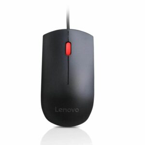 LENOVO Essential USB Mouse (Full Size) - Wired USB Connection, Plug-and-Play, Comfortable All Day Grip, 1600DPI, Ambidextrous Design, Black