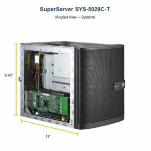 Supermicro Mini Tower SuperServer, 5029C-T Barebone, Single E-2100 Socket, 4 x3.5" HDD HS, 2 x DIMM C242, M.2, Dual Gbe,, 250w PSU