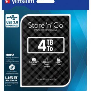Verbatim 4TB 2.5" USB 3.0 Black Store'n'Go HDD Grid Design