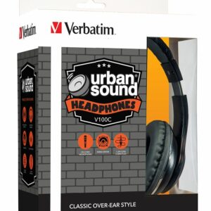 Verbatim Stereo Headphone Classic - Black, Headphones Over-Ear Design, 1.2 Meter Cable Included, Great for Music on Smartphone, Laptop, Desktop