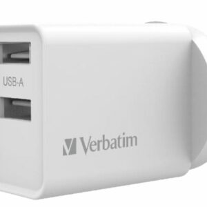 Verbatim USB Charger Dual Port 2.4A - White Twin Port Wall Charger
