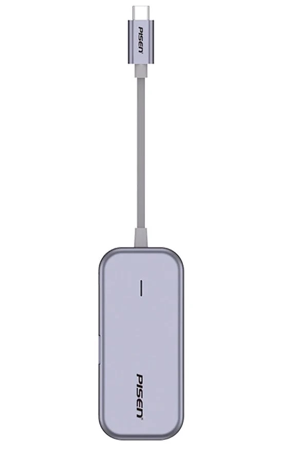 Pisen 6- in-1 Multi-Port USB-C Docking Station HUB Grey - 3x USB-A 3.0, 1x VGA, 1x 4K HDMI, 1x RJ-45 Ethernet Port, Connect Laptop to Multiple Devices