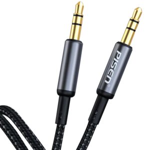 Pisen 3.5mm AUX Audio (Male to Male) Cable (2M) Black - Gold-Plated Plug, Oxidation Resistant, Aluminium Alloy Shell, LED Display, Bend Resistant