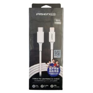 Pisen Lightning to USB-C PD Fast Charge Cable (1M) White-Support 3A,Reinforced SR is not Easy to Fractured,TPE Wire Material,Apple iPhone/iPad/MacBook