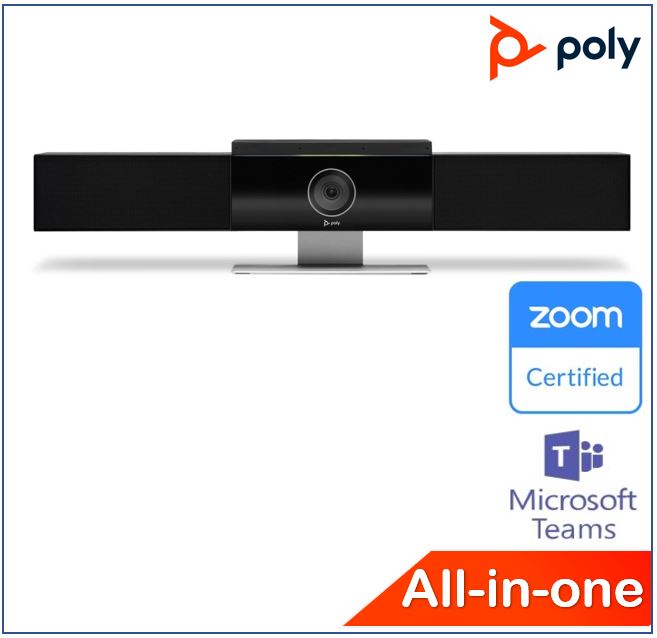 Poly Studio P009 Poly Studio, All-in-one USB Videobar for small room, Teams and Zoom certified, 4K Resolution, 3.7m Mics pick-up range, Smart Camera