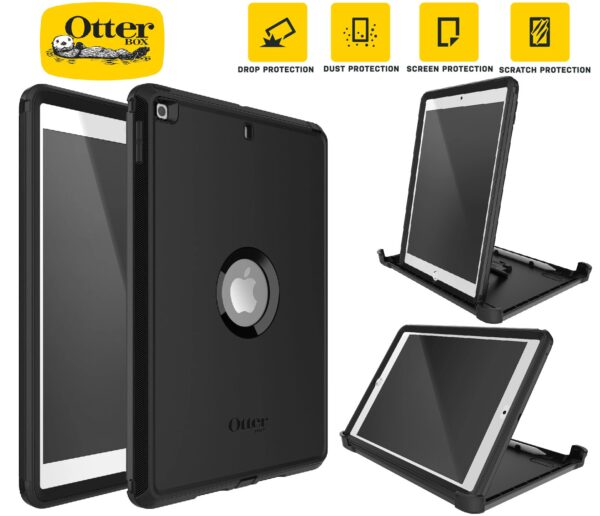 OtterBox Defender Apple iPad (10.2") (9th/8th/7th Gen) Case Black - (77-62032), DROP+ 2X Military Standard, Built-in Screen Protection, Multi-Position