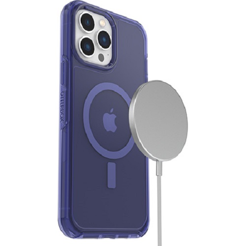 OtterBox Symmetry+ Clear MagSafe Apple iPhone 13 Pro Max / iPhone 12 Pro Max Case Feelin Blue - (77-83664), Antimicrobial, DROP+ 3X Military Standard