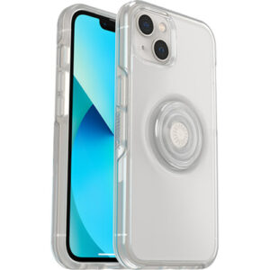 OtterBox Otter + Pop Symmetry Clear Apple iPhone 13 Case Clear Pop -(77-85394), Antimicrobial, DROP+ 3X Military Standard, Swappable PopGrip