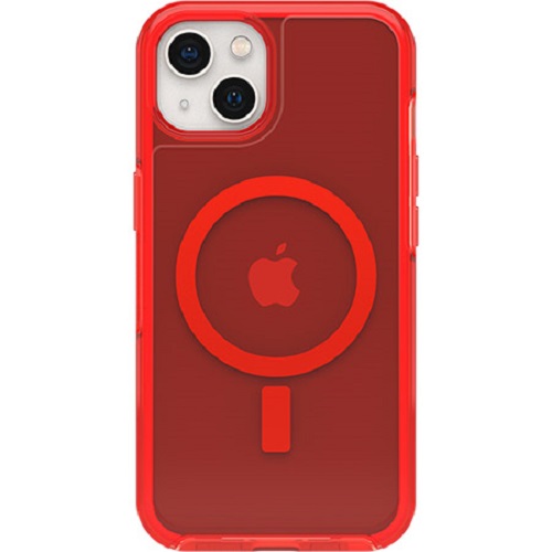 OtterBox Symmetry+ Clear MagSafe Apple iPhone 13 Case In The Red - (77-85646), Antimicrobial, DROP+ 3X Military Standard, Raised Edges, Ultra-Sleek