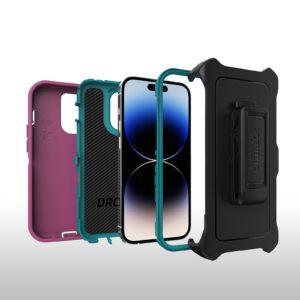 OtterBox Defender Apple iPhone 14 Pro Case Canyon Sun (Pink) - (77-88386), DROP+ 4X Military Standard,Multi-Layer,Included Holster,Raised Edges,Rugged