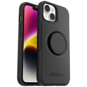 OtterBox Otter + Pop Symmetry Apple iPhone 14 Plus Case Black - (77-88743), Antimicrobial, DROP+ 3X Military Standard, Swappable PopGrip, Raised Edges