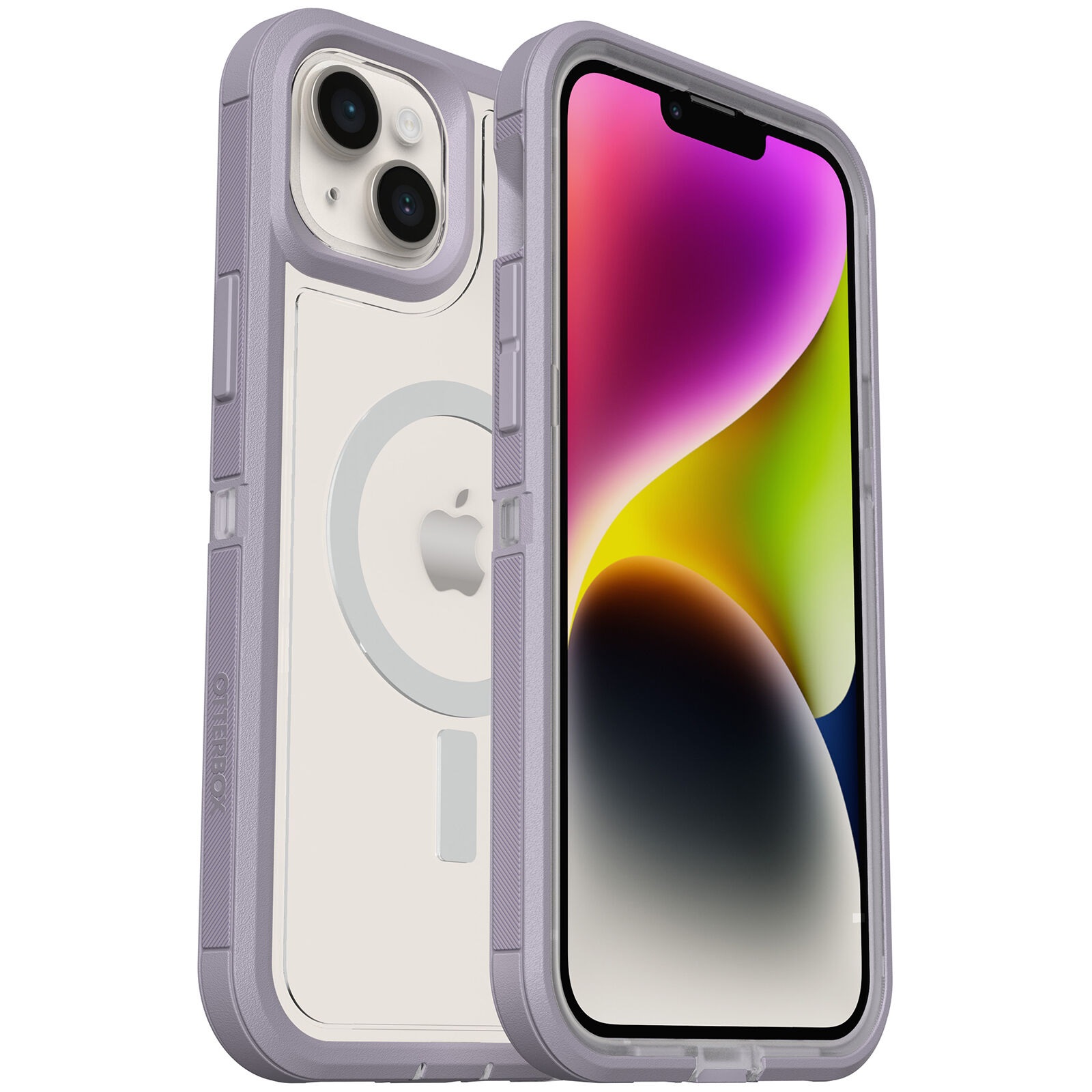 OtterBox Defender XT Clear MagSafe Apple iPhone 14 Plus Case Lavender Sky (Purple) – (77-90067), DROP+ 5X Military Standard, Multi-Layer, Raised Edges