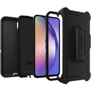 OtterBox Defender Samsung Galaxy A54 5G (6.4") Case Black - (77-92031), DROP+ 4X Military Standard, Multi-Layer, Included Holster, Raised Edges,Rugged
