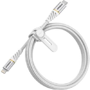 OtterBox Lightning to USB-C Fast Charge Premium Cable (1M) - White (78-52651),3 AMPS (60W),MFi/USB PD,10K Bend/Flex,Braided, Apple iPhone/iPad/MacBook