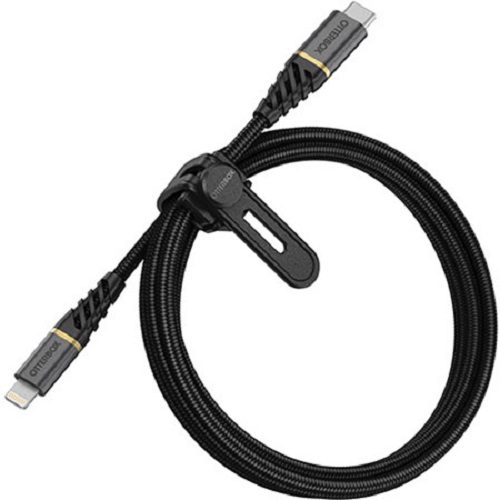 OtterBox Lightning to USB-C Fast Charge Premium Cable (1M) - Black (78-52654),3 AMPS (60W),MFi/USB PD,10K Bend/Flex,Braided, Apple iPhone/iPad/MacBook