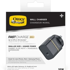 OtterBox 30W USB-C PD Fast GaN Wall Charger - Black (78-80485), Supports PPS, Ultra-Compact, Safe, Ultra-Durable, Drop Tested, Intelligent Charging