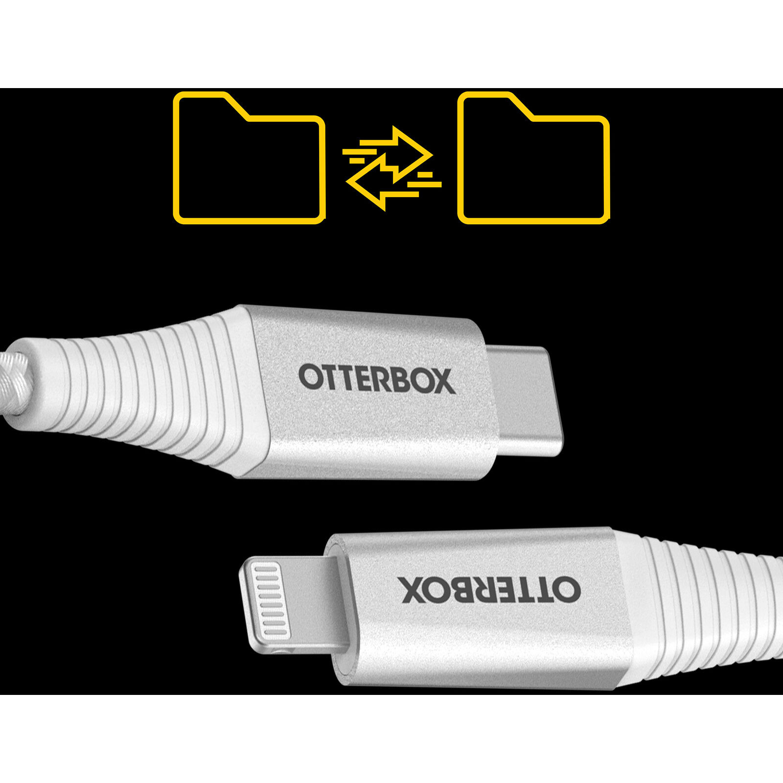 OtterBox Lightning to USB-C Fast Charge Premium Pro Cable (2M) – White (78-80891), 3 AMPS (60W), MFi, 30K Bend/Flex,Braided, Apple iPhone/iPad/MacBook