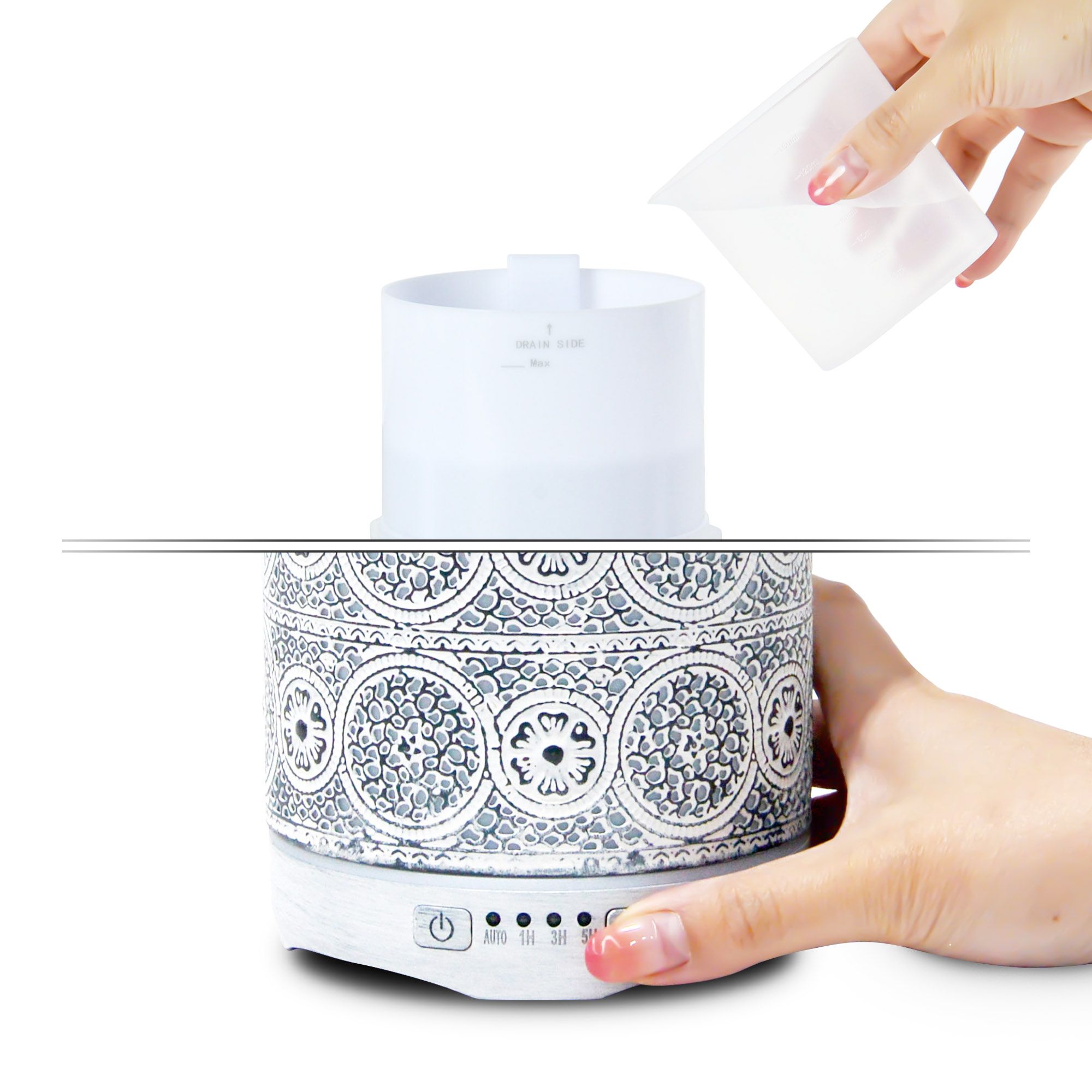 mbeat® activiva Metal Essential Oil and Aroma Diffuser-Vintage White -260ml (L)