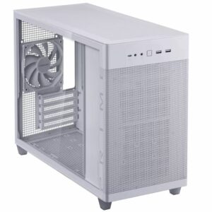 ASUS Prime AP201 Tempered Glass White MicroATX Case, Tool-free Side Panels, ATX PSUs Up To 180mm, 360mm Coolers Support, Graphic Cards Up To 338mm