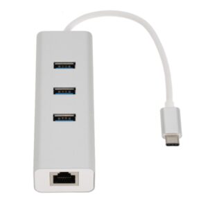 Astrotek USB-C to LAN + 3 Ports USB3.0 Hub Gigabit RJ45 Ethernet Network Adapter Converter 15cm for iPad Pro Macbook Air Samsung Galaxy MS Surface