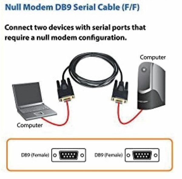 Astrotek 3m Serial RS232 Null Modem Cable - DB9 Female to Female 9 pin Wired Crossover for Data Transfer btw 2 DTE devices Computer Terminal Printer