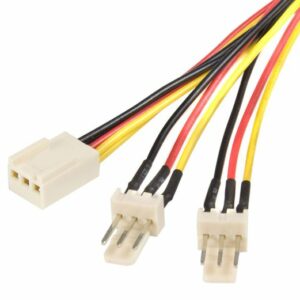 Astrotek Fan Power Cable 20cm - 2x3pin Male to 3 pins Female - for Computer PC Cooler Extension Connectors Black Sleeved