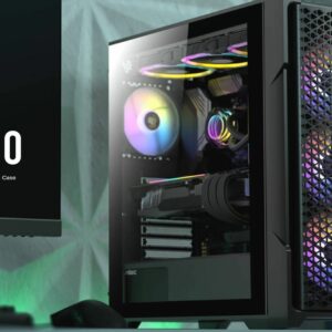Antec AX90 ATX, 2x 360mm Radiator Support, 4x ARGB 12CM Fans 3x Front  1x Rear included. RGB controller for six fans. Mesh Tempered Glass Gaming Case