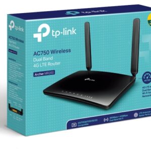 TP-Link Archer MR200 AC750 Wireless Dual Band 4G LTE Router 300Mbps@2.4Ghz,, 433Mbps@5Ghz, 4G SIM Slot, WPS Button, 2 Antennas