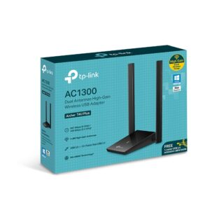 TP-Link Archer T4U Plus AC1300 High Gain Dual Band Wi-Fi USB AdapterSPEED: 867 Mbps at 5 GHz + 400 Mbps at 2.4 GHzSPEC: 2× High Gain External Anten