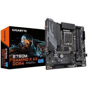 Gigabyte B760M Gaming X AX DDR4 Intel LGA 1700 m-ATX Motherboard, 4x DDR4 ~128GB, PCI-E x16, M.2, 4x SATA,  5x USB 3.2, 1x USB 2.0