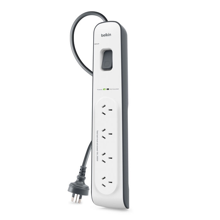 Belkin BSV400 4-Outlet 2-Meter Surge Protection Strip, Complete Three-line AC protection, Protects Against Spikes And Fluctuations, CEW $20,000,2YR