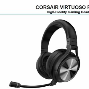Corsair Virtuoso RGB Wilress XT Black 7.1 Audio. High Fidelity Ultra Comfort, Broadcast Grade Microphone, Slipstream Wireless USB. Headset,