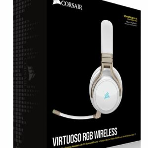 Corsair Virtuoso Wireless RGB Pearl 7.1 Audio. High Fidelity Ultra Comfort, supports USB and 3.5mm Gaming Headset / Headphone (LS)