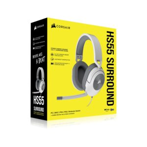 Corsair HS55 White Stereo Gaming Headset, PS5 3D Audio PS, Switch, Discord Certified, Ultra Comfort Foam, USB (LS)