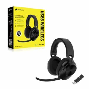 Corsair HS55 Wireless  Bluetooth Carbon, 7.1 Dolby, PS5, Switch. Mobile, Ultra Comfort Foam, USB Receiver, 266g light, 24hr Headset. 2023 Model (LS)