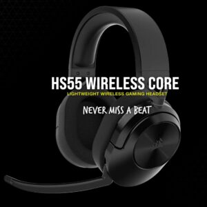 Corsair HS55 Wireless Core Carbon WL  Bluetooth, PS5, Switch. Discord Certified, Ultra Comfort Foam Gaming Headset