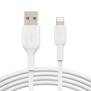 Belkin BoostCharge Lightning to USB-A Cable (1m/3.3ft) - White (CAA001bt1MWH), 480Mbps, 8K+ bend, Apple iPhone / iPad / Macbook, 2YR