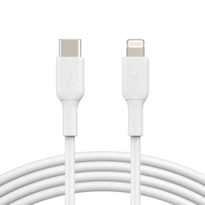 Belkin BoostCharge Lightning to USB-C Cable (1m/3.3ft) - White (CAA003bt1MWH), 480Mbps, 8K+ bend, Apple iPhone / iPad / Macbook, 2YR