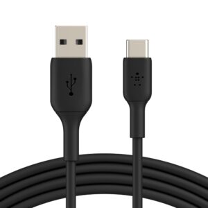 Belkin BoostCharge Braided USB-C to USB-A Cable (15cm/6in) - Black (CAB002bt0MBK),480Mbps,10K+ bend, Samsung Galaxy,iPad,MacBook,Google,OPPO,Nokia,2YR