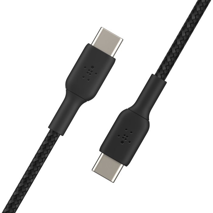 Belkin BoostCharge Braided USB-C to USB-C Cable (1m/3.3ft)-Black(CAB004bt1MBK),60W,480Mbps,10K+ bend,Samsung Galaxy,iPad,MacBook,Google,OPPO,Nokia,2YR