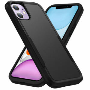 Phonix Apple iPhone 11 Armor Light Case Black - Two Tough Layers, Port Covers, No Slip Grippy Edges, Durable, Rugged, Sleek, Pocket Fit